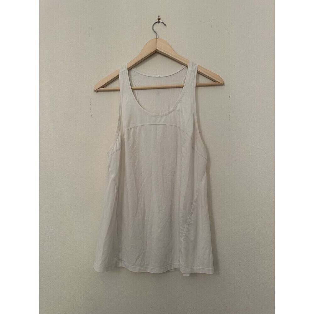 Lululemon White Tank Top Size 10 Flowy Relaxed Pima Cotton